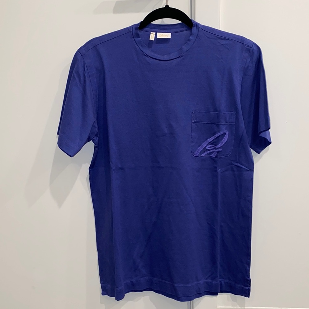 Brioni Blue Round Neck T Shirt Short Sleeve Tee